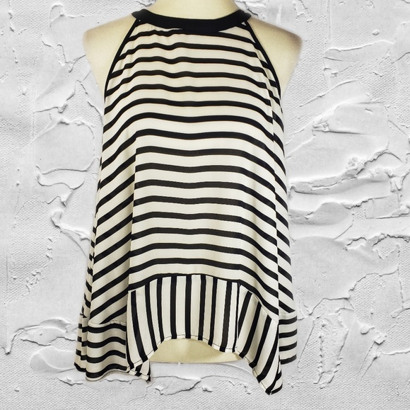 Monteau Tops - Monteau Los Angeles Striped Sheer Top Sz XL